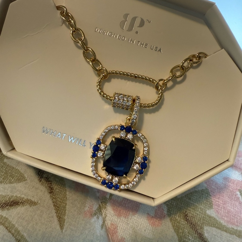 Gold and Blue Pendant Necklace
